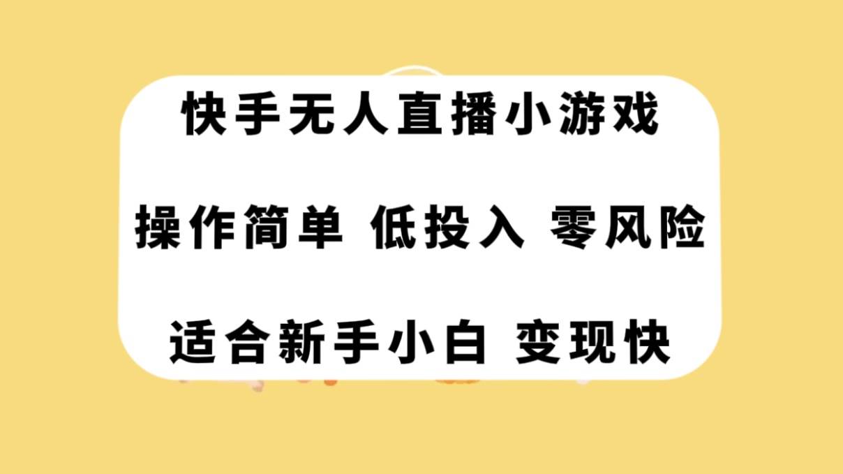 快手无人直播小游戏，操作简单，低投入零风险变现快-小小小弦