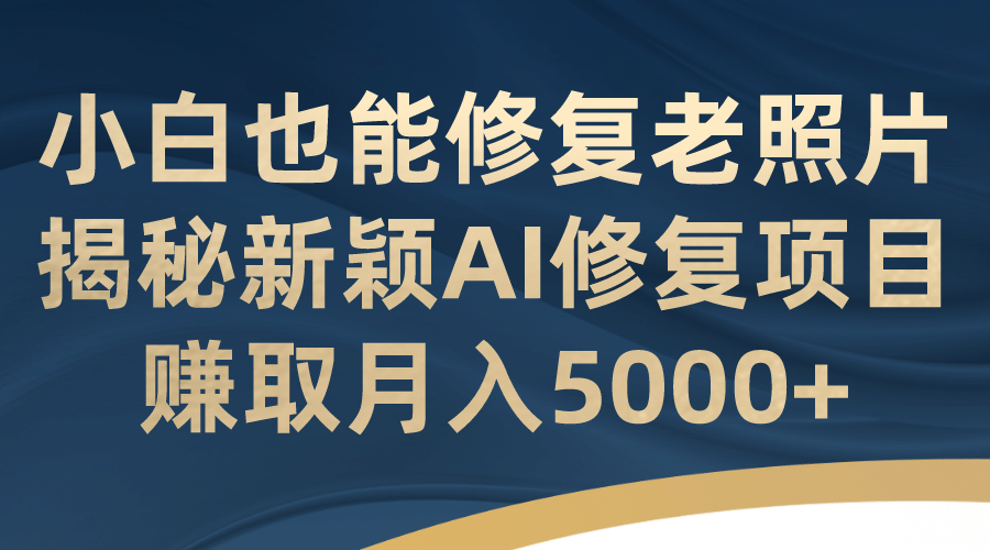 小白也能修复老照片！揭秘新颖AI修复项目，赚取月入5000+-小小小弦