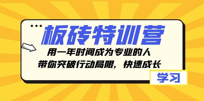 板砖特训营，用一年时间成为专业的人，带你突破行动局限，快速成长-小小小弦