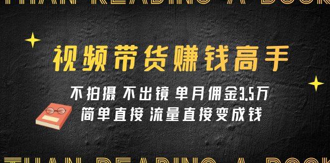 视频带货赚钱高手课程：不拍摄 不出镜 单月佣金3.5w 简单直接 流量直接变钱-小小小弦