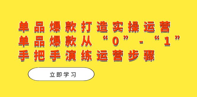 单品爆款打造实操运营，单品爆款从“0”-“1”手把手演练运营步骤-小小小弦