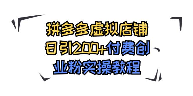 拼多多虚拟店铺日引200+付费创业粉实操教程-小小小弦