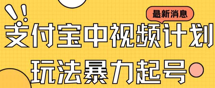 支付宝中视频玩法暴力起号影视起号有播放即可获得收益（带素材）-小小小弦