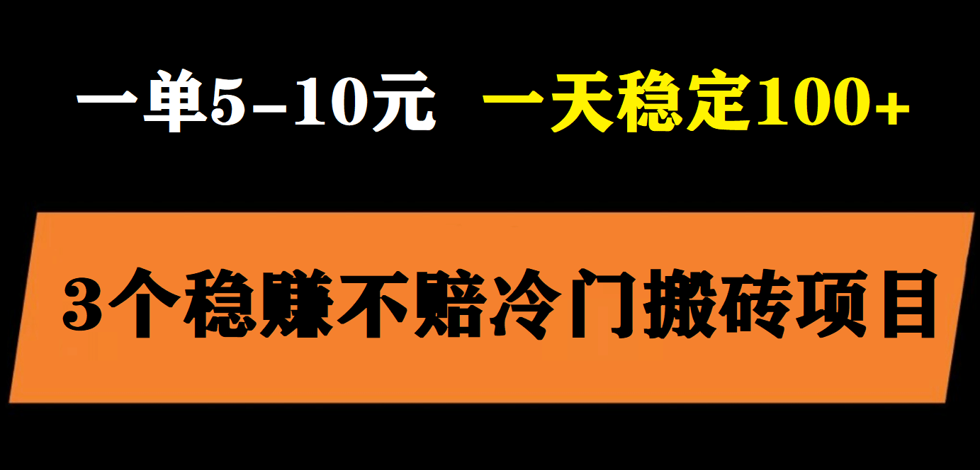 3个最新稳定的冷门搬砖项目，小白无脑照抄当日变现日入过百-小小小弦