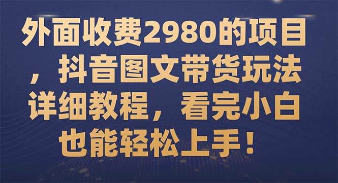 外面收费2980的项目，抖音图文带货玩法详细教程，看完小白也能轻松上手！-小小小弦