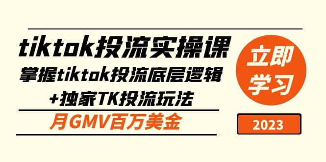 tiktok投流实操课：掌握tiktok投流底层逻辑+独家TK投流玩法-小小小弦