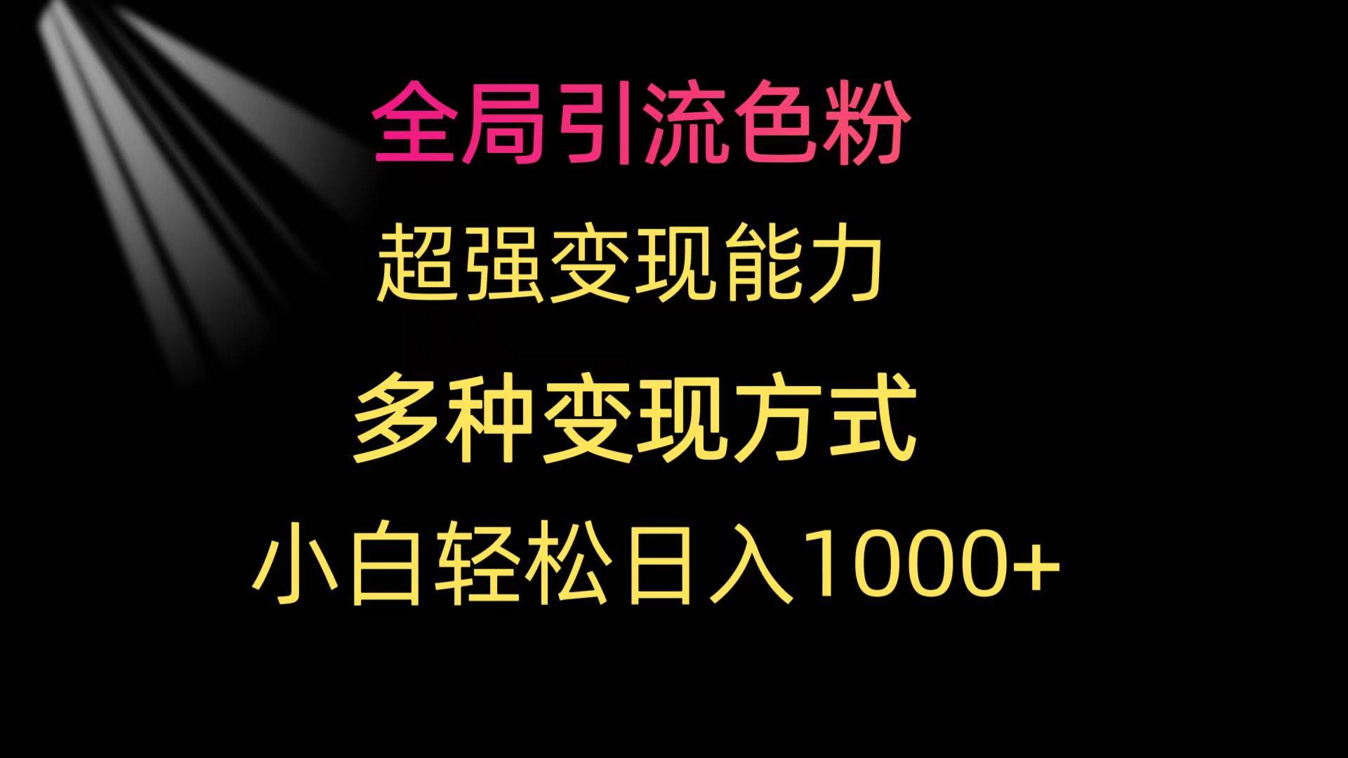 全局引流色粉 超强变现能力 多种变现方式 小白轻松日入1000+-小小小弦