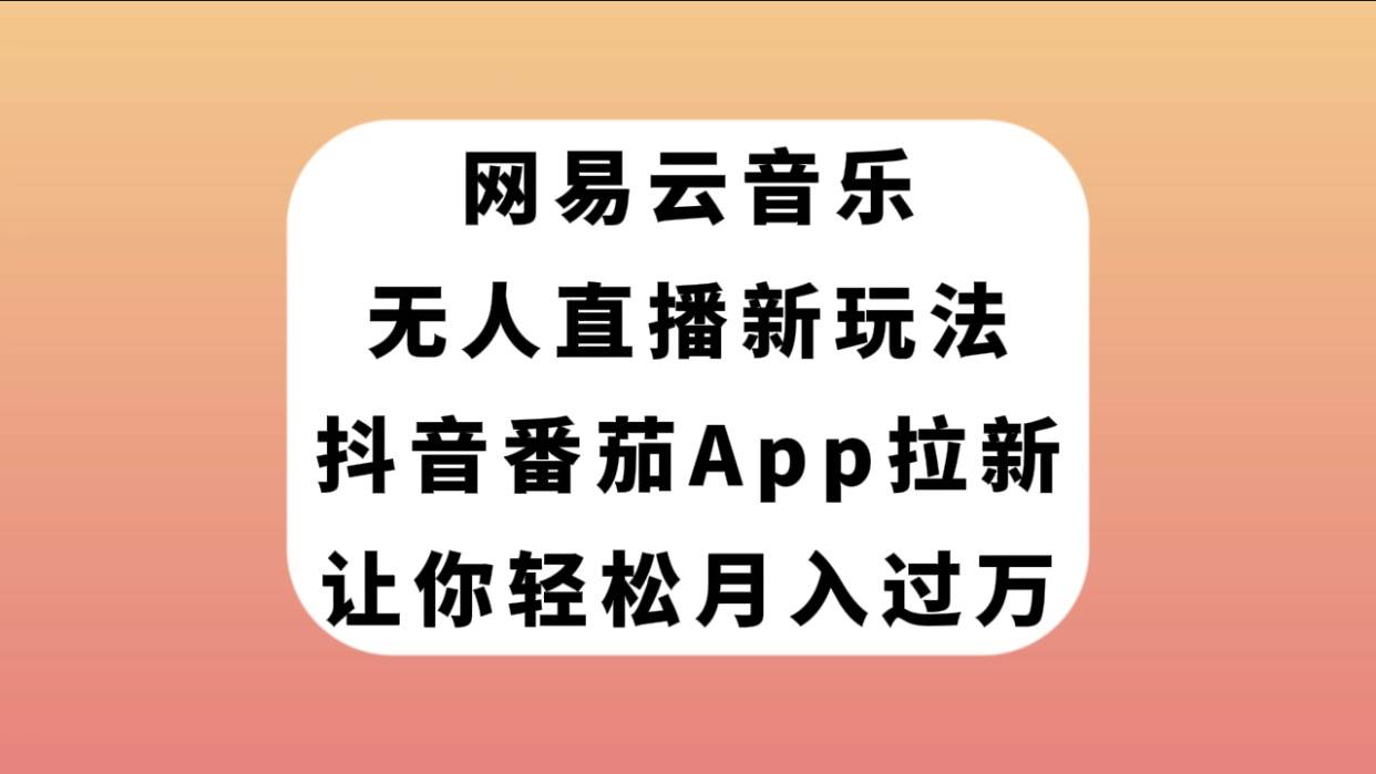 网易云音乐无人直播新玩法，抖音番茄APP拉新，让你轻松月入过万-小小小弦