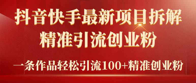 2024年抖音快手最新项目拆解视频引流创业粉，一天轻松引流精准创业粉100+-小小小弦