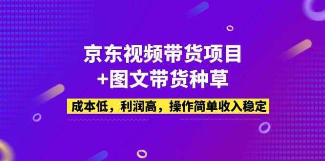 京东视频带货项目+图文带货种草，成本低，利润高，操作简单收入稳定-小小小弦