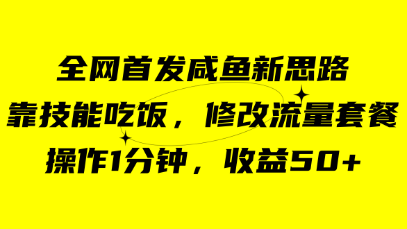 咸鱼冷门新玩法，靠“技能吃饭”，修改流量套餐，操作1分钟，收益50+-小小小弦