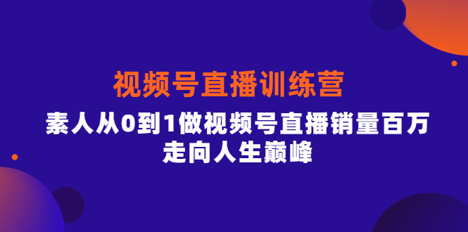 视频号直播训练营，素人从0到1做视频号直播销量百万，走向人生巅峰-小小小弦