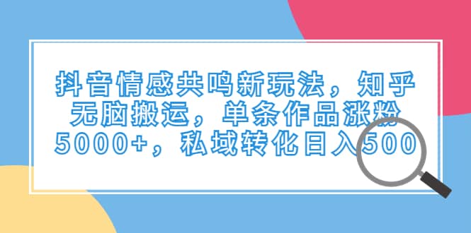 抖音情感共鸣新玩法，知乎无脑搬运，单条作品涨粉5000+，私域转化日入500-小小小弦