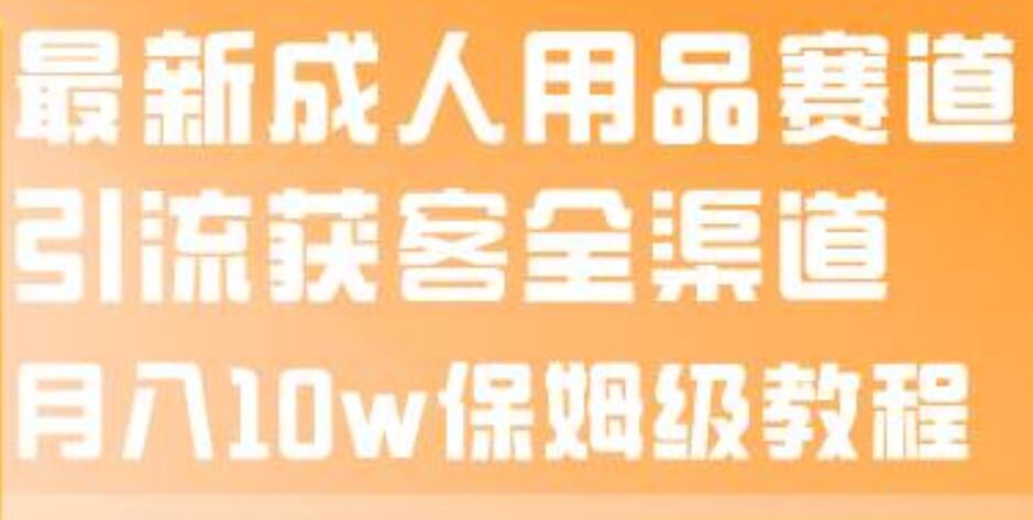 最新成人用品赛道引流获客全渠道，月入10w保姆级教程-小小小弦