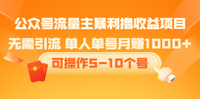 公众号流量主暴利撸收益项目，空闲时间操作-小小小弦