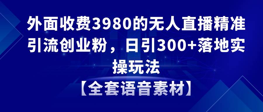 无人直播精准引流创业粉，日引300+落地实操玩法【全套语音素材】-小小小弦