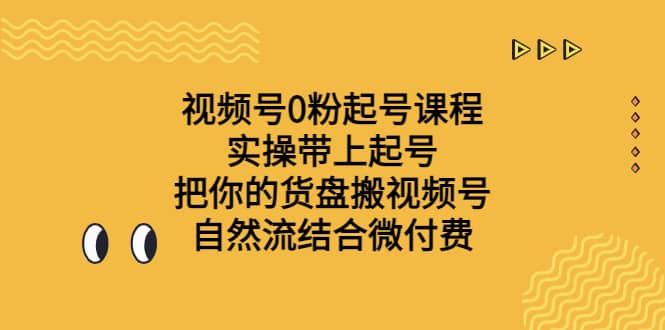 视频号0粉起号课程 实操带上起号 把你的货盘搬视频号 自然流结合微付费-小小小弦