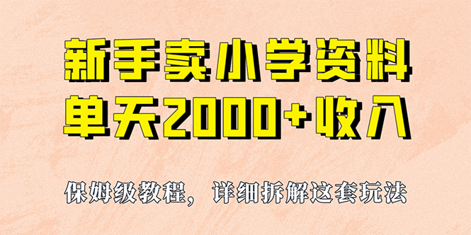 我如何通过卖小学资料，实现单天2000+，实操项目，保姆级教程+资料+工具-小小小弦