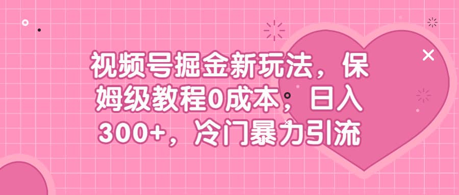 视频号掘金新玩法，保姆级教程0成本，日入300+，冷门暴力引流-小小小弦