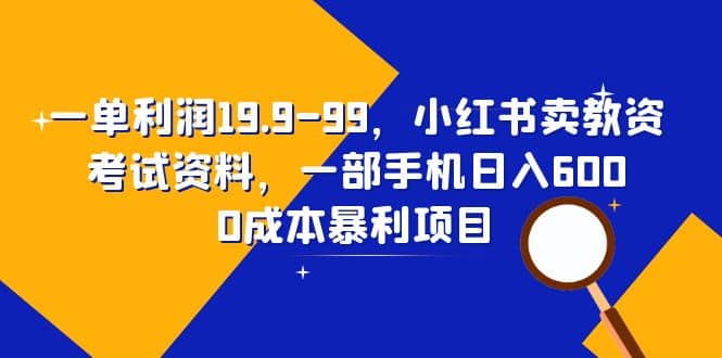 一单利润19.9-99，小红书卖教资考试资料，一部手机日入600（教程+资料）-小小小弦