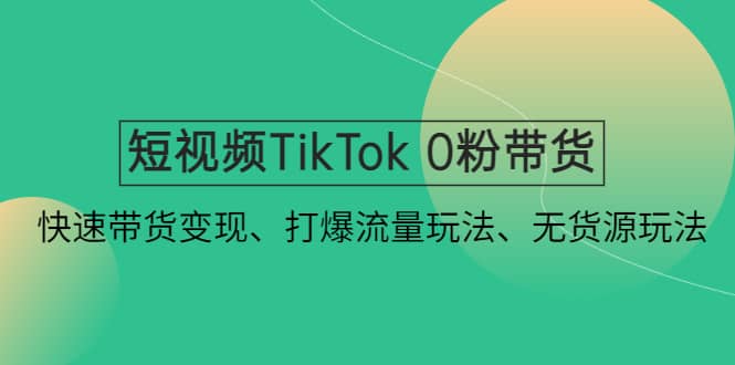 短视频TikTok 0粉带货：快速带货变现、打爆流量玩法、无货源玩法-小小小弦