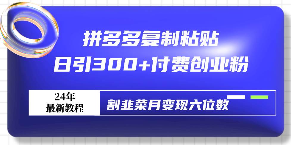 拼多多复制粘贴日引300+付费创业粉，割韭菜月变现六位数最新教程！-小小小弦