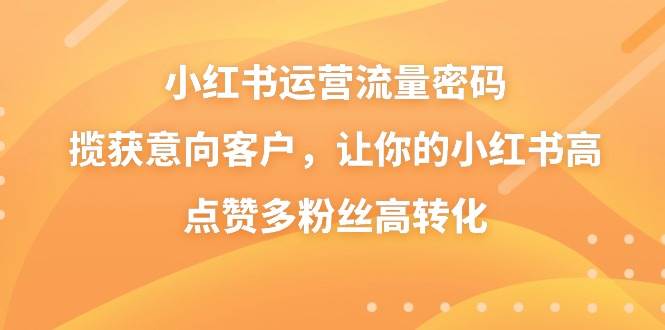 小红书运营流量密码，揽获意向客户，让你的小红书高点赞多粉丝高转化-小小小弦