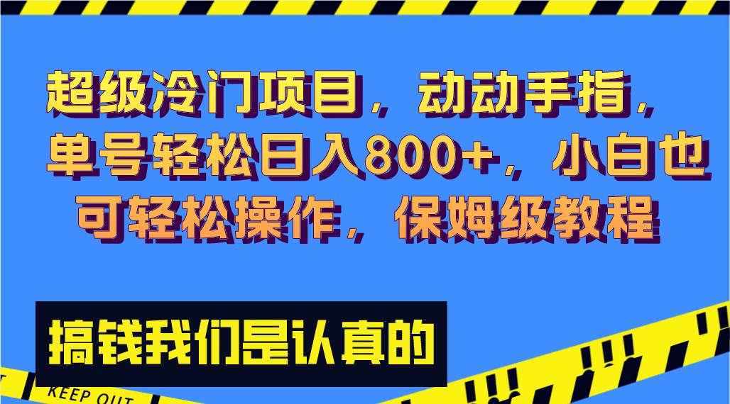 超级冷门项目,动动手指，单号轻松日入800+，小白也可轻松操作，保姆级教程-小小小弦