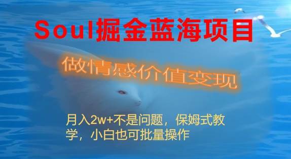 Soul掘金蓝海项目细分赛道，做情感价值变现，月入2w+不是问题-小小小弦