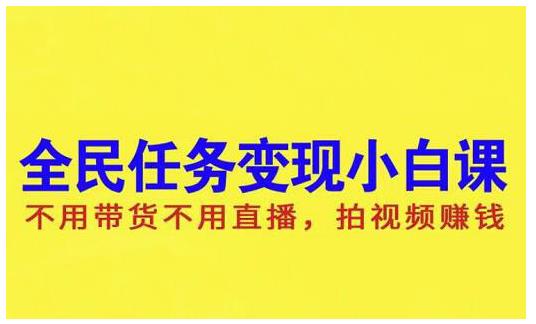 抖音全民任务变现小白课，不用带货不用直播，拍视频就能赚钱-小小小弦