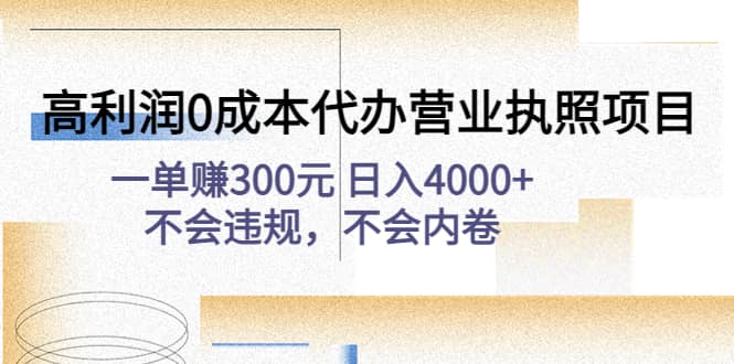 高利润0成本代办营业执照项目：不会违规，不会内卷-小小小弦