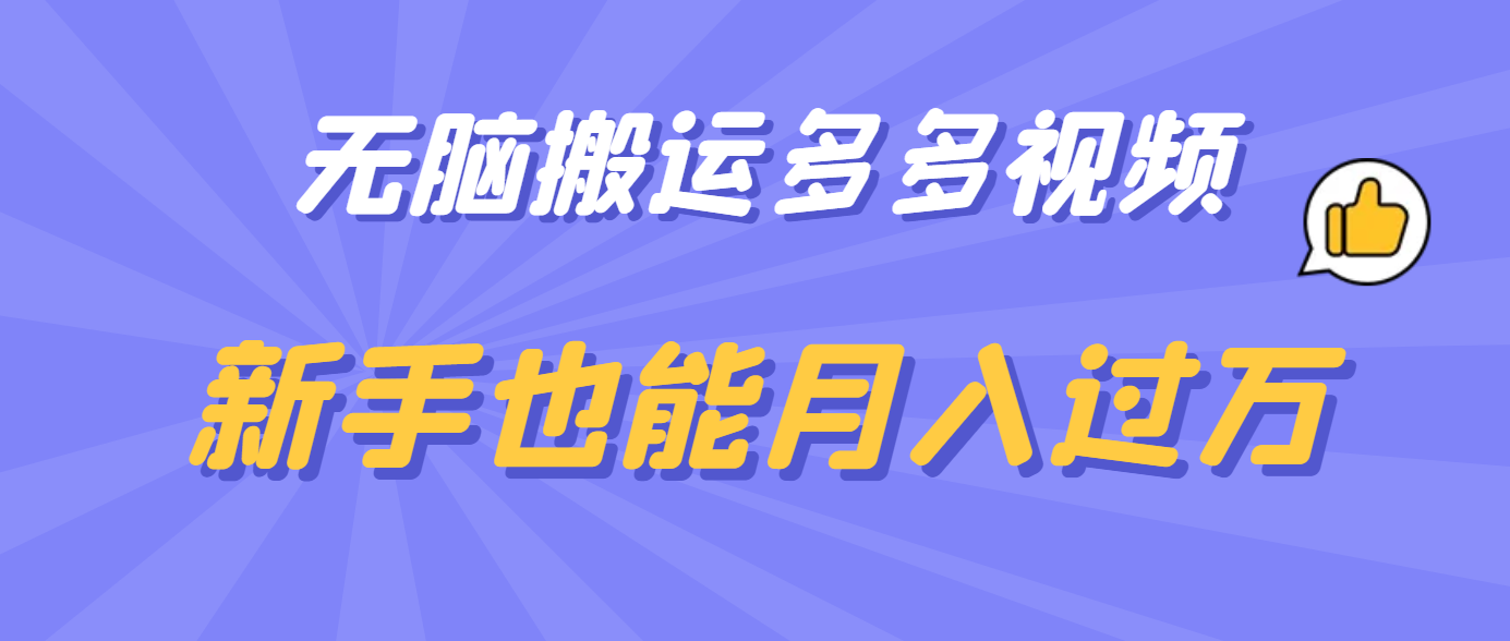 无脑搬运多多视频，新手也能月入过万-小小小弦