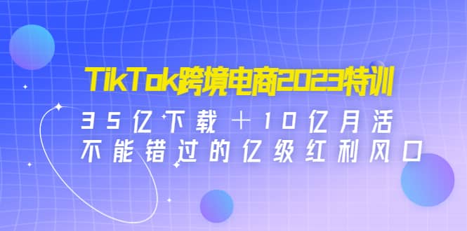 TikTok跨境电商2023特训：35亿下载＋10亿月活，不能错过的亿级红利风口-小小小弦