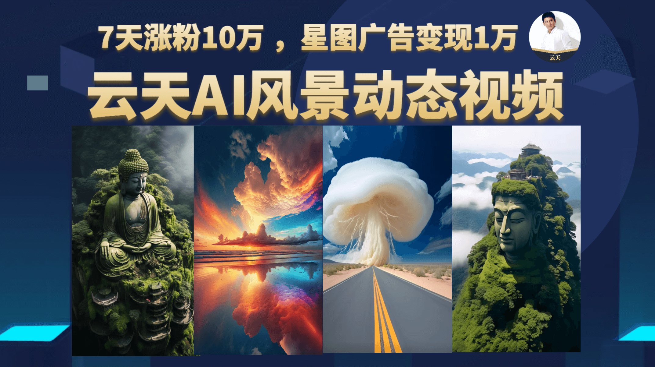 云天AI风景动图视频制作，7天涨粉10万 ，星图广告变现1万-小小小弦