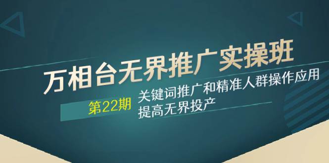 万相台无界推广实操班【22期】关键词推广和精准人群操作应用，提高无界投产-小小小弦