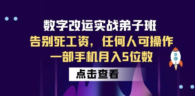 数字 改运实战弟子班：告别死工资，任何人可操作，一部手机月入5位数-小小小弦