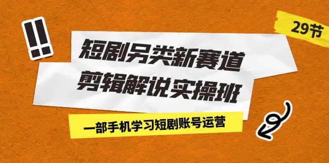 短剧另类新赛道剪辑解说实操班：一部手机学习短剧账号运营（29节 价值500）-小小小弦