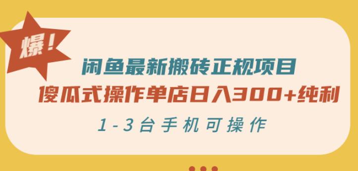 闲鱼最新搬砖正规项目：傻瓜式操作单店日入300+纯利，1-3台手机可操作-小小小弦