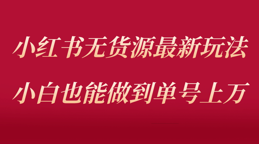 小红书无货源最新螺旋起号玩法，电商小白也能做到单号上万（收费3980）-小小小弦