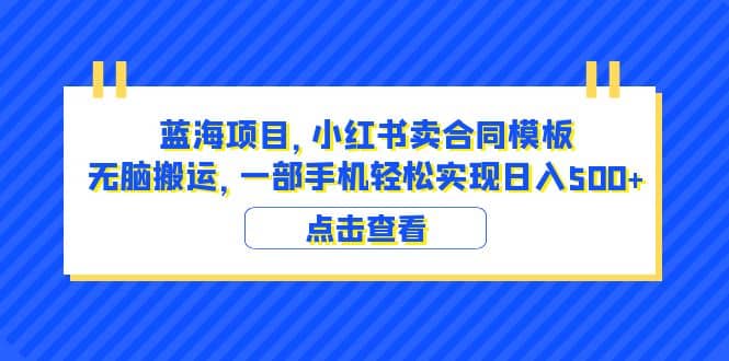 蓝海项目 小红书卖合同模板 无脑搬运 一部手机日入500+（教程+4000份模板）-小小小弦