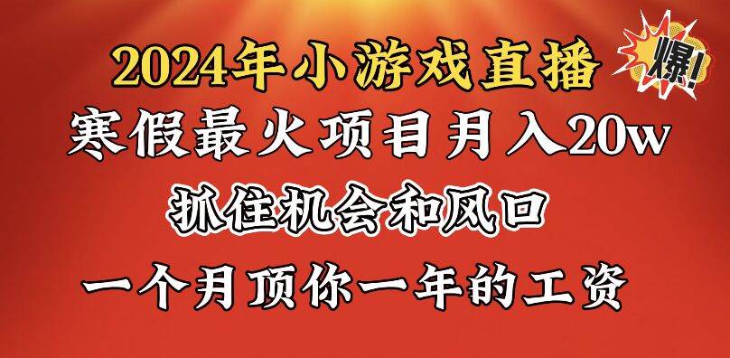 2024年寒假爆火项目，小游戏直播月入20w+，学会了之后你将翻身-小小小弦