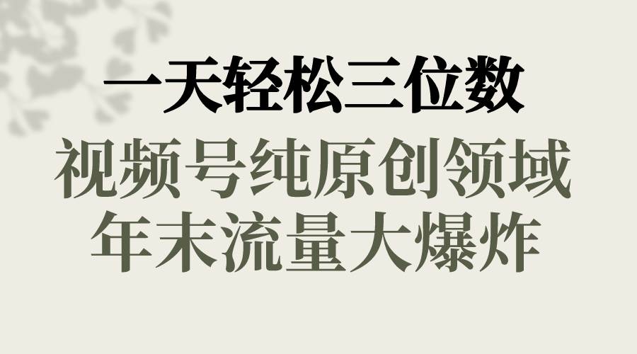 一天轻松三位数，视频号纯原创领域，春节童子送祝福，年末流量大爆炸-小小小弦