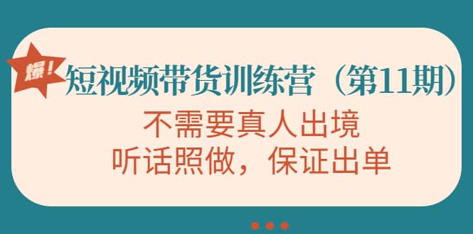 短视频带货训练营（第11期），不需要真人出境，听话照做，保证出单-小小小弦