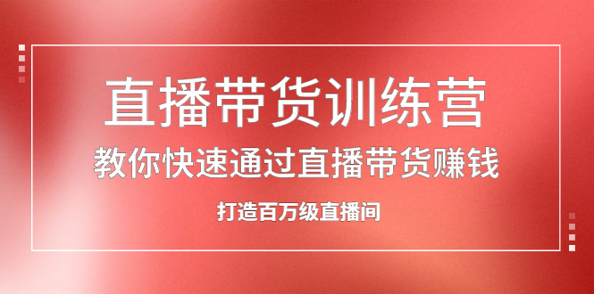 直播带货训练营，教你快速通过直播带货赚钱，打造百万级直播间-小小小弦