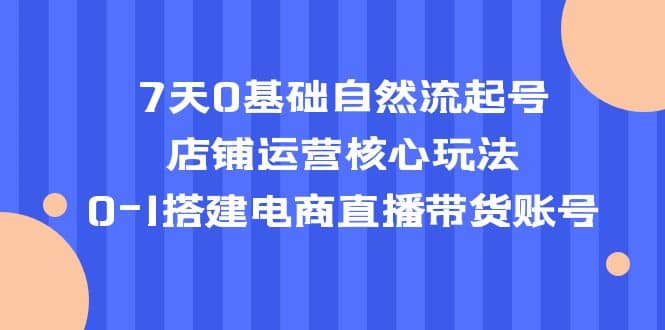 7天0基础自然流起号，店铺运营核心玩法，0-1搭建电商直播带货账号-小小小弦