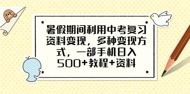 暑假期间利用中考复习资料变现，多种变现方式，一部手机日入500+教程+资料-小小小弦