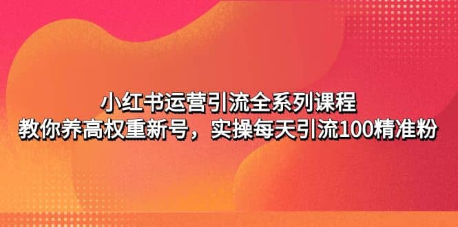 小红书运营引流全系列课程：教你养高权重新号-小小小弦