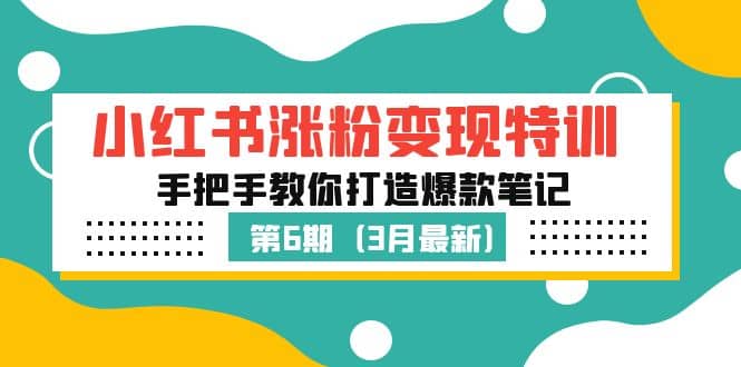 小红书涨粉变现特训·第6期，手把手教你打造爆款笔记（3月新课）-小小小弦