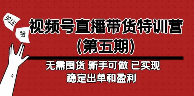 视频号直播带货特训营（第五期）无需囤货 新手可做 已实现稳定出单和盈利-小小小弦