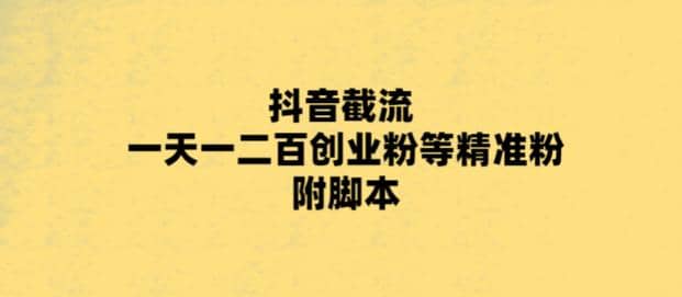 最新抖音截流玩法，一天轻松引流一二百创业精准粉-小小小弦